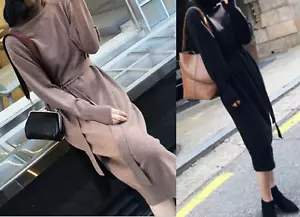 Abito donna in maglia misto cashmere/cotone manica lunga collo tartaruga con cintura - Foto 1 di 4