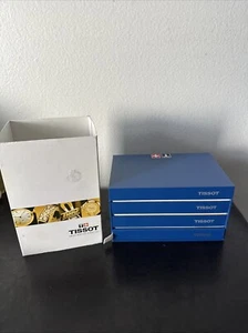 BOX FOR TISSOT WATCH BLUE (CASE AND BOOKLETS WITH SMALL PILLOW (No Watch) - Picture 1 of 13