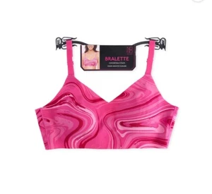 Bralette senza confini incollata scollo a V imbottita senza ferretto rosa marmo junior piccola - Foto 1 di 3