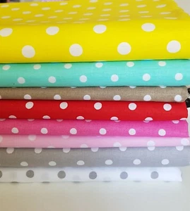100% Cotton Fabric 7mm 11mm Spot Polka Dot Dotty Spotty Wide 160cm/62" - Picture 1 of 18