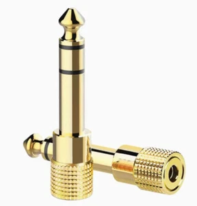 6.35mm (1/4 inch) Male to 3.5mm (1/8 inch) Female Stereo Guitar Adapter (2 Pack) - Picture 1 of 8