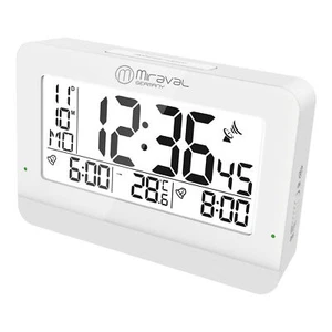 LCD digitaler Funkwecker Datum Kalender 2 Alarme geräuschlos Großes Display - Bild 1 von 2