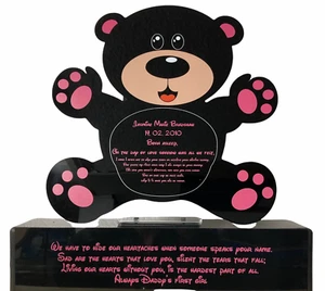 Baby girls Teddy On A Plinth. Grave Marker. headstones. Memorial pink - Picture 1 of 14