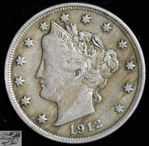 1912, Liberty Head V Nickel, Very Good Details, Damage, Free Shipping, C6459 Cover
