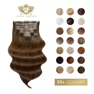 Foxy Locks Human Remy Clip In Hair Extensions - Elegant Full Head - 20+ Colours - Picture 1 of 46