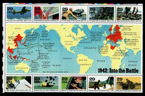 ALLY'S STAMPS US Scott #2697 29c WWII - 1942 Block of 10 MNH [FP-75] Cover