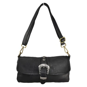 Borsa Donna Sun Vera Pelle Vintage Lavata Tinta In Capo Artigianale Nero - Foto 1 di 3