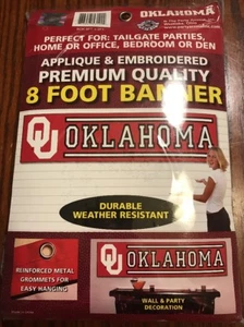 OKLAHOMA UNIVERSITY Applique & Embroidered 8 Ft Weather Resistant Banner (L2) - Picture 1 of 6