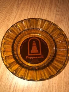 Vintage Amber Glass Ashtray - Peppermill Casino Las Vegas Reno Mesquite - Picture 1 of 3