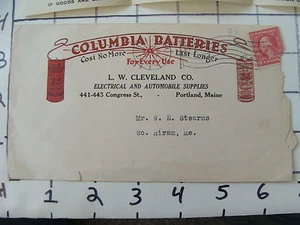 Original Vintage envelope: COLUMBIA BATTERIES 1917 w letter Portland Me - Picture 1 of 2