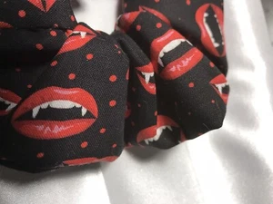 Handmade Hair Scrunchie Rocky Horror/vampire/gothic Black/red Lips bobble - Picture 1 of 3