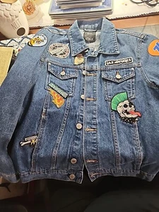 Bershka Denim Jean Jacket Small With Patches EUC - Picture 1 of 14