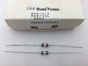 (2 pcs) GFA-1/4 Bussmann, 250mA 125vac, Axial Submini Fuse, Time Delay - Picture 1 of 1