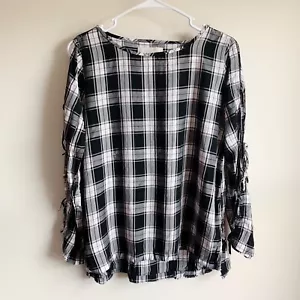 Camicetta Loft Plaid Cravatta Manica Lunga Carriera Taglia XS IMPERFETTA - Foto 1 di 6