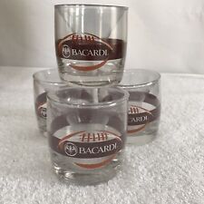 Bacardi Rum Cocktail OnThe Rocks Lowball Old Fashion Glass Football Lot Set Of 4