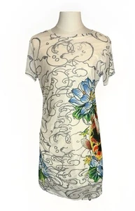 NEU Ed Hardy Bodycon Mesh Overlay transparentes Kleid Gr. L Koi Fisch 90er Y2K Style - Bild 1 von 11