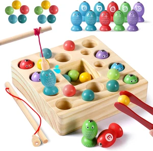 Giochi Bambini 3 Anni Giochi in Legno Giochi Da Tavolo Gioco Pesca Pesci Calamit - Foto 1 di 12