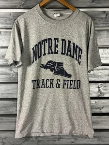 Vintage Notre Dame Shirt Mens M Gray 90s Track & Field MV Sport Worn Distressed - Picture 1 of 10