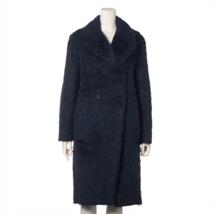 Marni Wool coats 38 Ladies' Navy Blue Fur brand tag stain Quality tag with stic - Picture 1 of 8