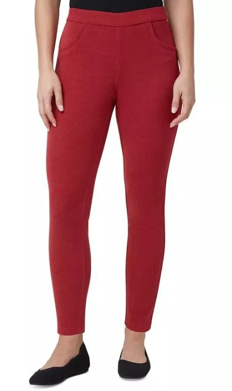Leggings de mezclilla para mujer Hue de tiro alto con sarga de mantequilla rojos pequeños Foto 1 de 1
