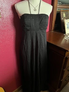 Vestido de mujer de White House Black Market Halter talla 4 hermoso negro brillo - Imagen 1 de 5