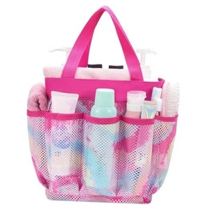 Mesh Shower Bag for Dorm Room - 9” x 9” x 9.5” Toiletry Shower Caddy for Women - Picture 1 of 7