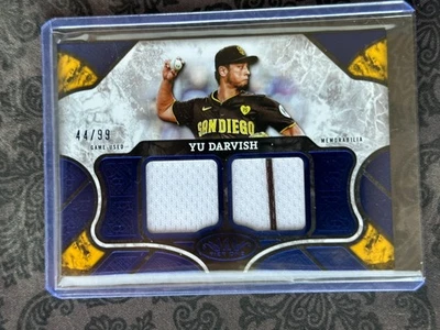 2025 TOPPS TIER ONE YU DARVISH DUAL GAME USED PATCH CARD BLUE SSP/99 - Image 1 of 2