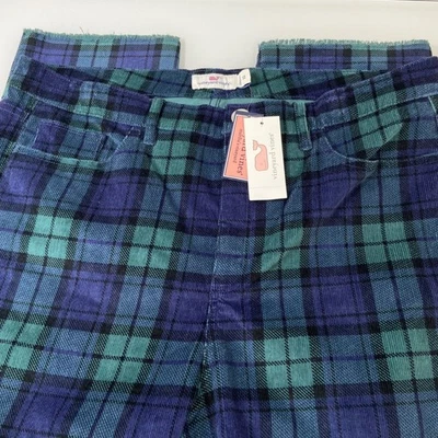 Женские прямые вельветовые брюки Vineyard Vines 32 (ACT34) с необработанным подолом в клетку - Изображение 1 из 4