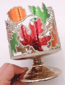 Bath & Body Works Herbst Kerzenhalter Autumn Leaves Glitzer Sockel wunderschön! 5" - Bild 1 von 11