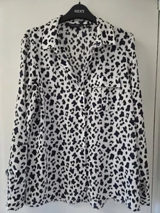 Dorothy Perkins Women's Blue/Black Leopard Print Blouse Size 12 - Picture 1 of 9