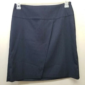 Stile Benetton 6 Blue Pinstripe Pencil Skirt Faux Wrap Career Office Knee Length - Picture 1 of 5