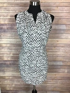 H&M schwarz-weiße Tunika mit Knopfleiste Schlangenhautmuster, Größe 4 - Bild 1 von 8