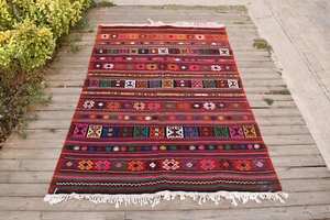 Alfombra de tienda vintage tejida a mano Turkish Kilim 53""x80"" Sivas Cicim Kilim 136x205 cm - Imagen 1 de 10