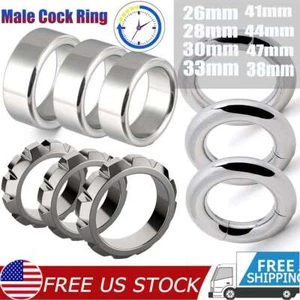 Thick Heavy Duty Stainless Steel Metal Silver Male Cock Ring Penis Enhancer Band - Picture 1 of 21