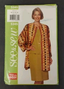 Chaqueta Top y Falda 1997 See & Sew Pattern 5345 Misses Talla 14-16-18 Sin Cortar - Imagen 1 de 3