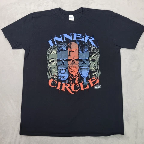 AEW Shirt Men XL Black Crew Wrestling Inner Circle Jericho Guevara Hager Santana Cover