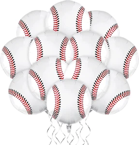12 Pieces 18 Inches Baseball Balloons - Foil Mylar Baseball Themed Party Decorat - Picture 1 of 12