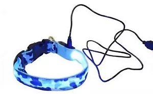 RECHARGEABLE CAMO LED GLOW COLLAR dog pet safety light-up CAMOUFLAGE S M L XL - Picture 1 of 14