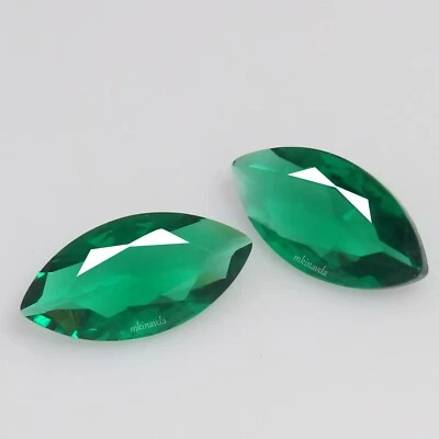 Impresionante par de piedras preciosas MK04 MK04 marquesa esmeralda verde certificado natural MUZO 4x2 mm Foto 1 de 4