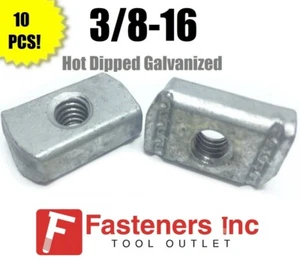 3/8-16 Hot Dipped Galvanized Strut Nuts W/O Spring Unistrut Channel 10/BX - Picture 1 of 3