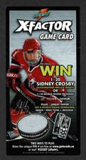 2005 Gatorade X-Factor Sidney Crosby (Team Canada) Game Card, 3"X6"