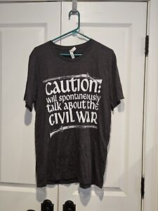 Caution I Will Spontaneously Talk About The Civil War Men's Gray T-shirt Large