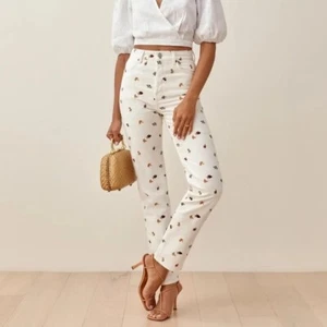 Neu mit Etikett Reformation Cynthia Fruchtschleifen hoher Bund gerade Jeans Knopf 30 198,00 $ - Bild 1 von 15