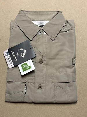 Dri Duck Fishing Shirt Mens Small Tan Short Sleeve Vented Water Resistant New S - Image 1 of 4