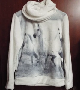 weißer Pullover, Sweater mit Pferdemotiv Gr. 158 - Bild 1 von 2