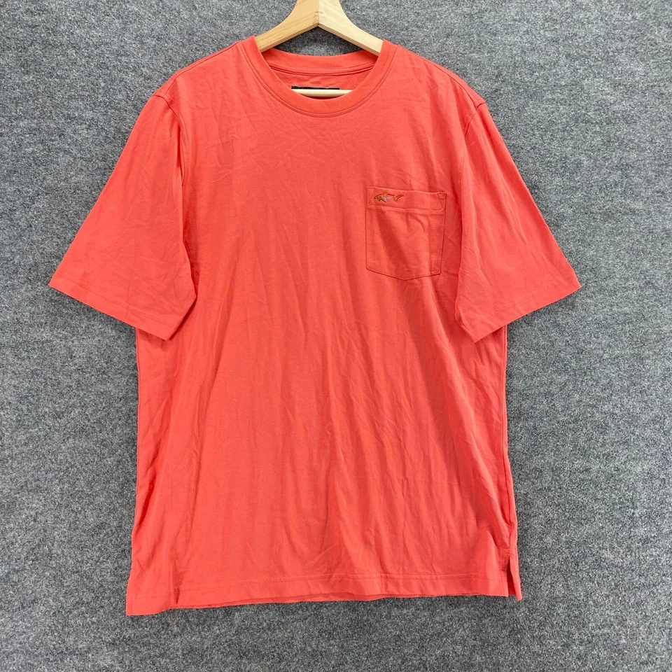 Greg Norman 男式衬衫 M 中号橙色圆领短袖棉质标准版型 — 第 1/4 张图片