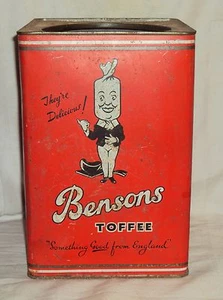 Vintage Advertising Old Tin Litho Box Bensons English Toffee England 1960 - Picture 1 of 10