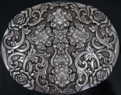 Cinturón Nocona Western BLAZIN ROXX PLATEADO Ovalado Cruz Hebilla 37108 Foto 1 de 3