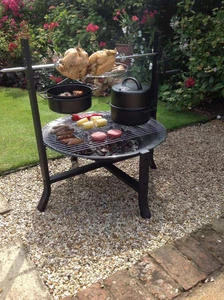 LARGE Firepit with Rotisserie and BBQ Grill!Fire Bowl with Barbeque and Spit - Picture 1 of 4