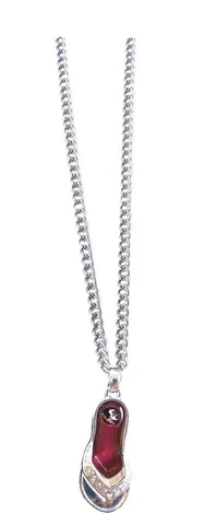 Florida State Seminoles Crystal Flip Flop Silver Chain Necklace Jewelry FSU Gift Cover